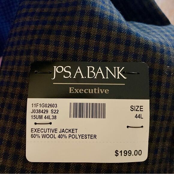 44L JOS A BANK Executive Men's Blazer Traditional Fit Check SportCoat E111562 - Picture 6 of 16